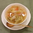 豚肉ゆで汁でキャベツとにんじん玉ねぎの簡単スープ